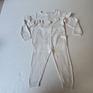 Bloomie's Baby Cream Ruffle Knit Sweater and Pants Set